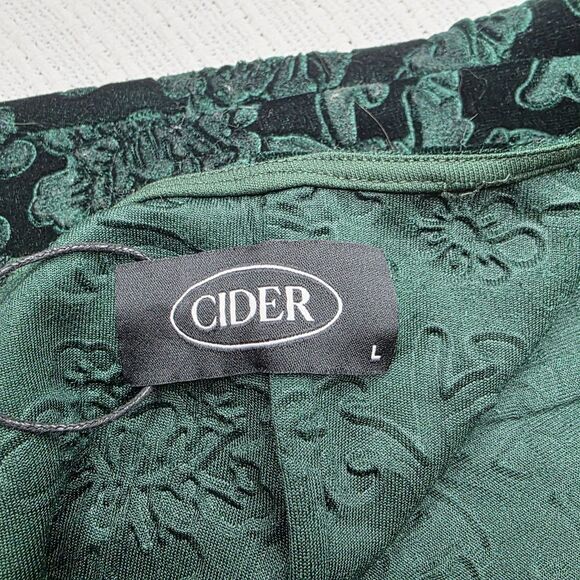 NWT Cider Size Large Dark Green Velvet Halter Mini Dress Floral Holiday Party - Picture 11 of 12